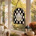 Halloween Ghost Stained Glass Window Suncatcher â€“ Hanging Ghost Window Decor