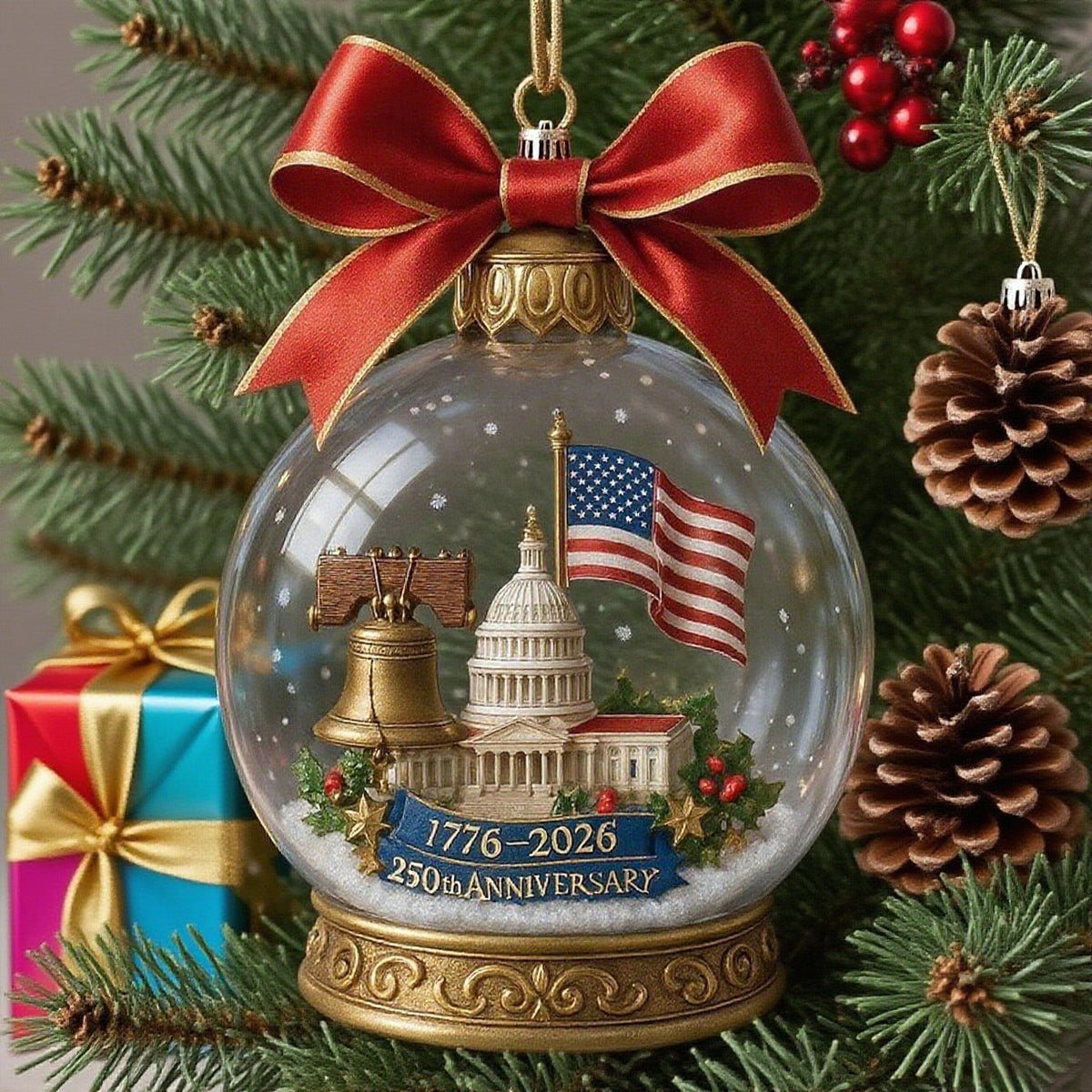United States 250th Anniversary Christmas Ornament