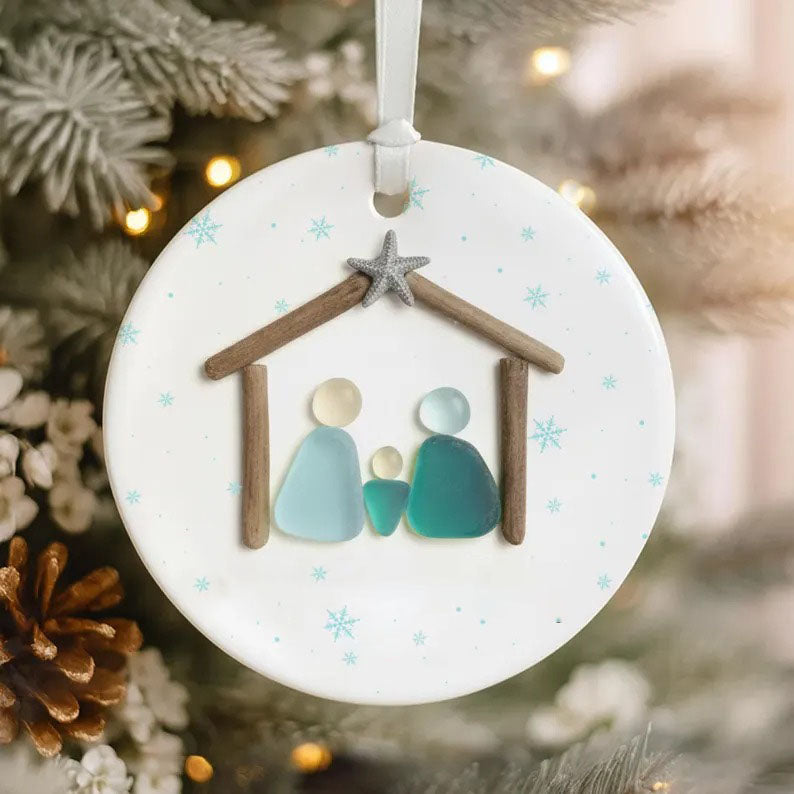 Sea Glass Nativity Christmas Ornament
